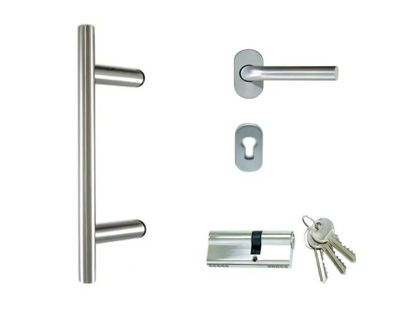 Vorlage WaWi || Edelstahl Stoßgriff-Set für Haustüren Länge: 350 mm
